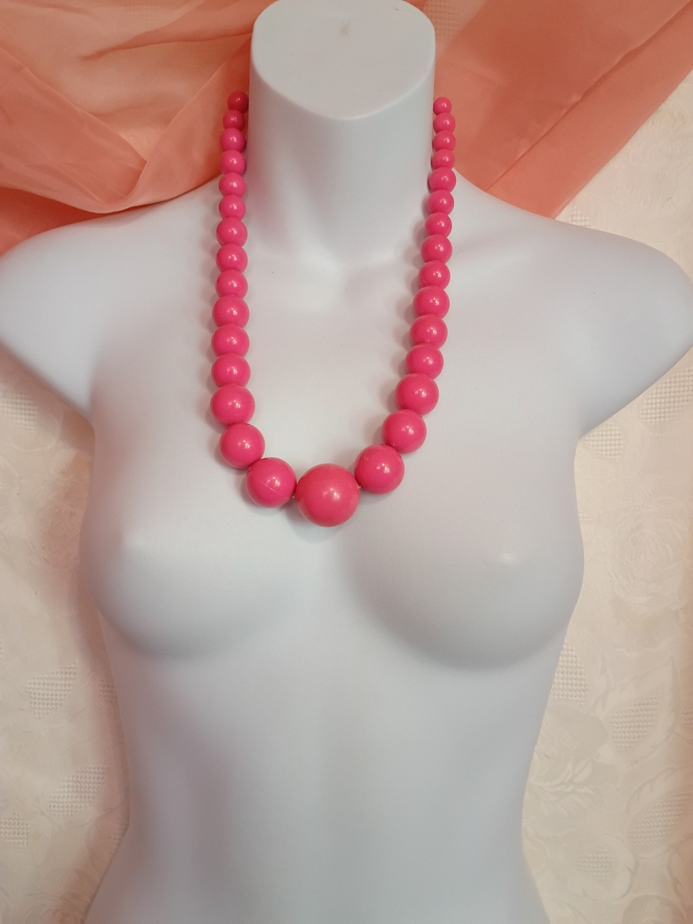 Fuschia Beaded Graduated Statement Necklace - Women Jewelry
